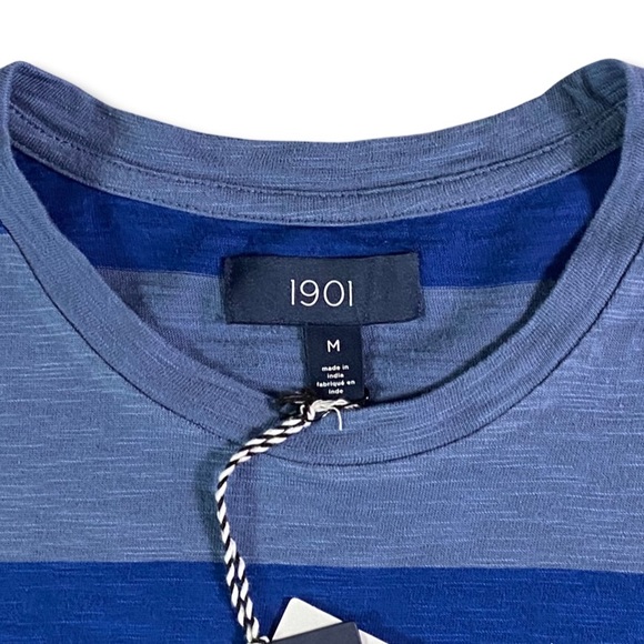 Short Sleeve Tee Shirt, Rugby Striped Crew Neck, 100% Cotten, 1901 by Nordstrom - Picture 3 of 9